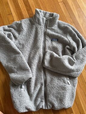 Patagonia Light Gray Sherpa Fleece Full-Zip Jacket